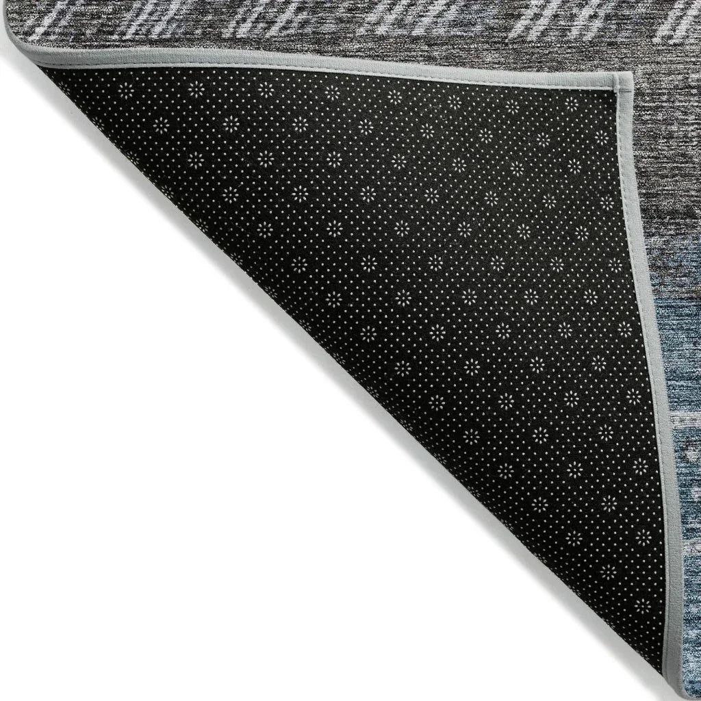 LOOMLAN Rugs Hilda Blue Washable Indoor-Outdoor Rug