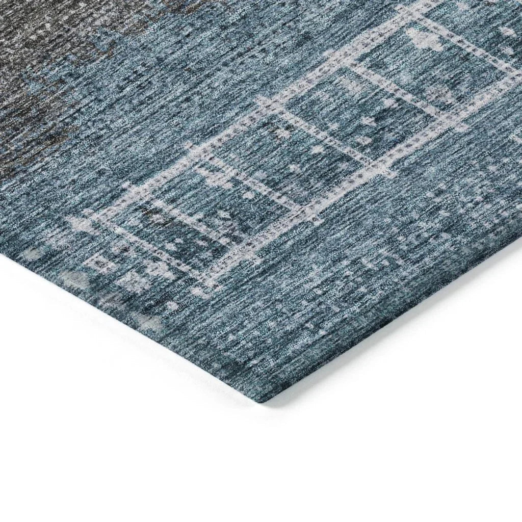 LOOMLAN Rugs Hilda Blue Washable Indoor-Outdoor Rug