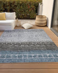 LOOMLAN Rugs Hilda Blue Washable Indoor-Outdoor Rug