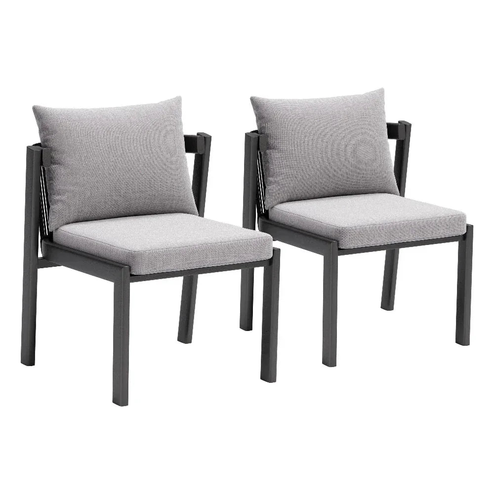 Horizon Aluminum Gray Dining Chair 2PC - LOOMLAN - Zuo Modern - Outdoor Dining Chairs
