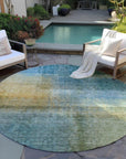 LOOMLAN Rugs Hue Blue Washable Indoor-Outdoor Rug