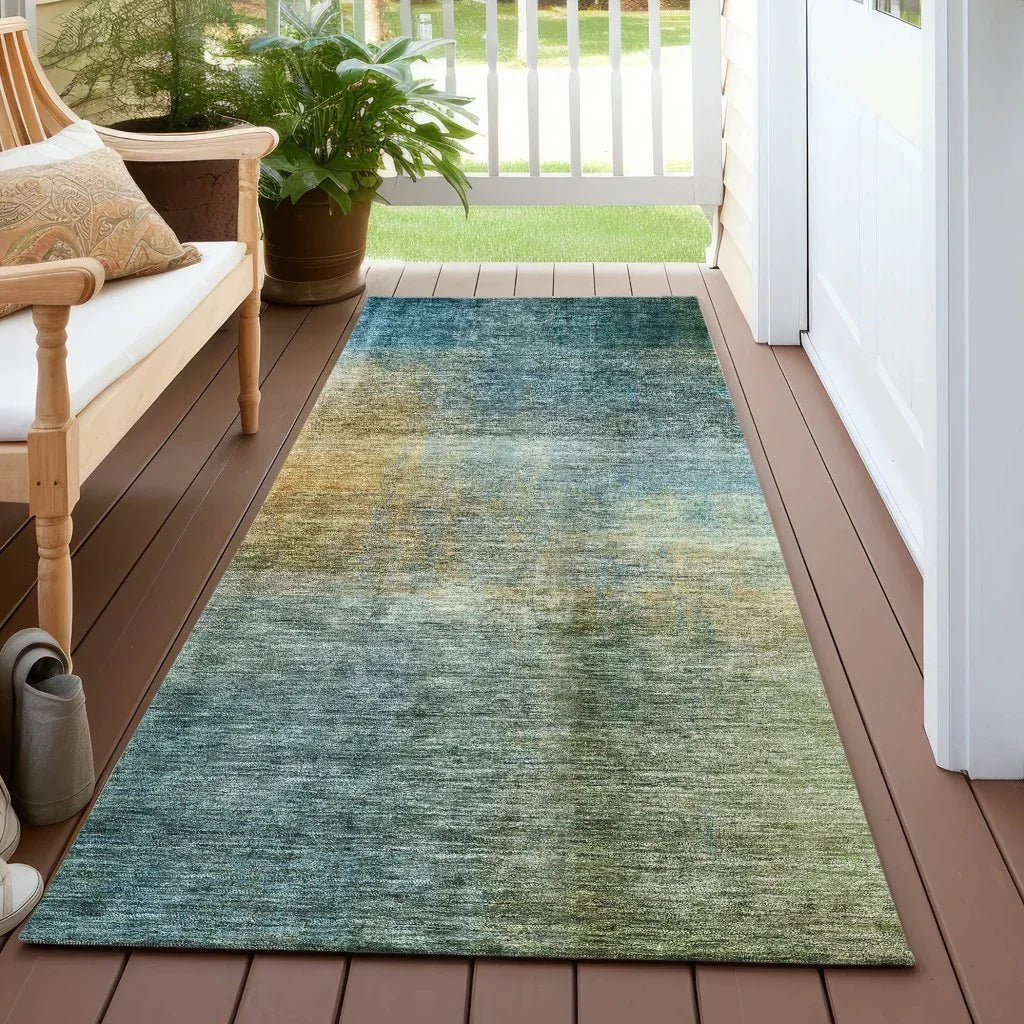LOOMLAN Rugs Hue Blue Washable Indoor-Outdoor Rug