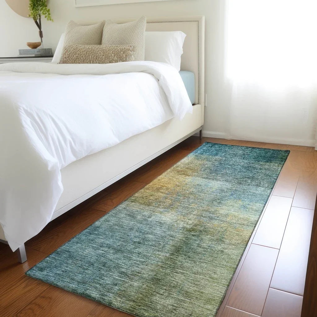 LOOMLAN Rugs Hue Blue Washable Indoor-Outdoor Rug