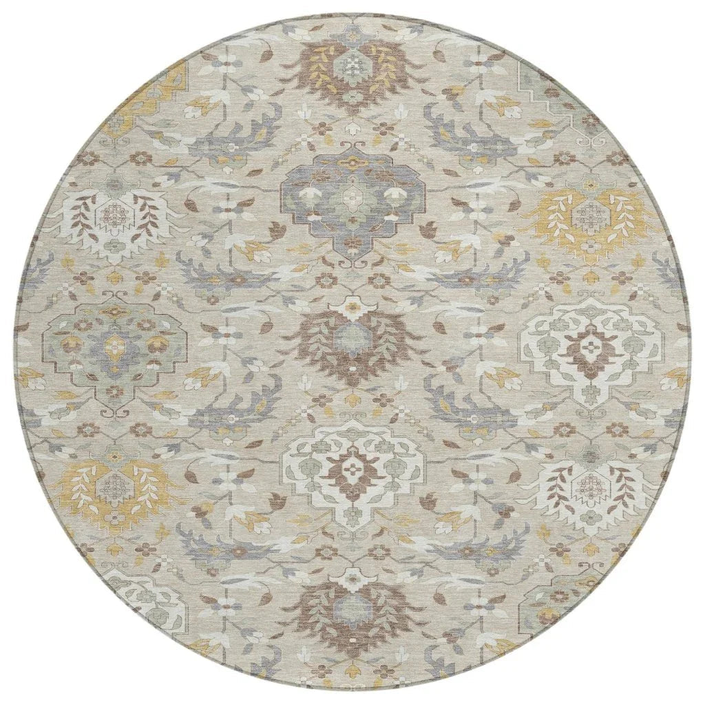 LOOMLAN Rugs Ilyara Beige Washable Indoor-Outdoor Rug