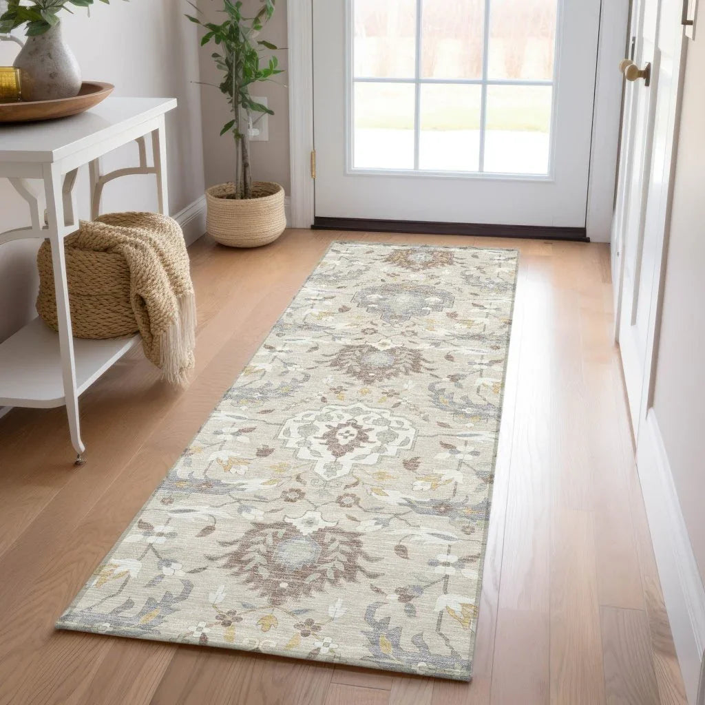 LOOMLAN Rugs Ilyara Beige Washable Indoor-Outdoor Rug