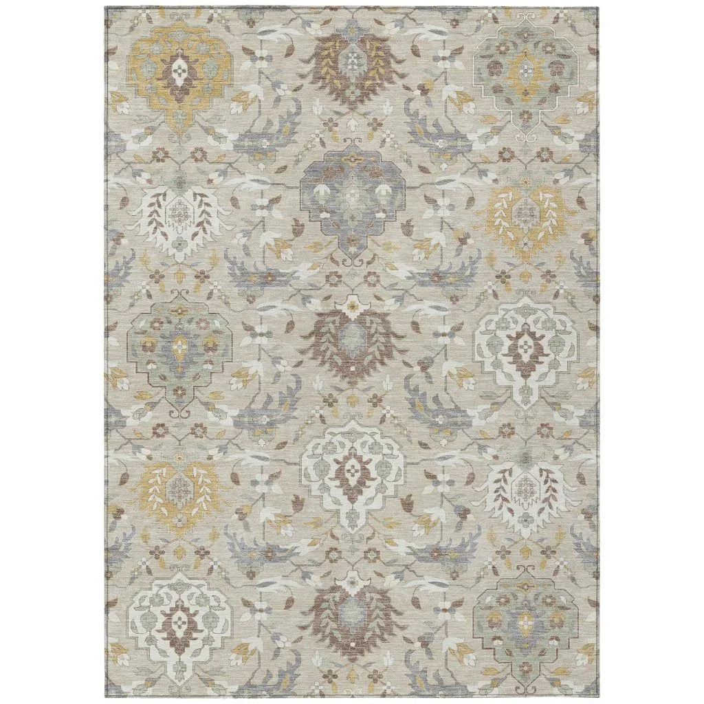 LOOMLAN Rugs Ilyara Beige Washable Indoor-Outdoor Rug