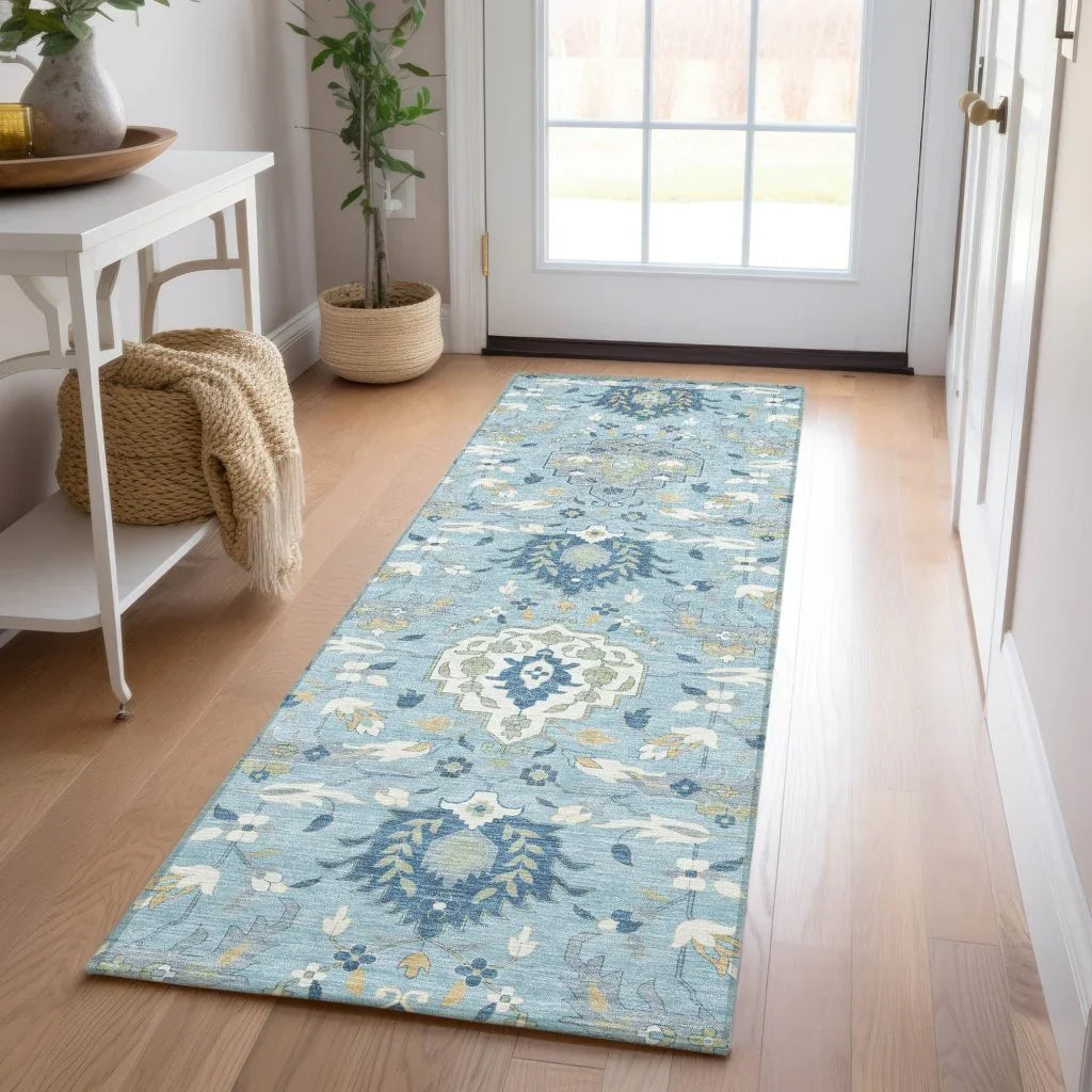 LOOMLAN Rugs Ilyara Blue Washable Indoor-Outdoor Rug