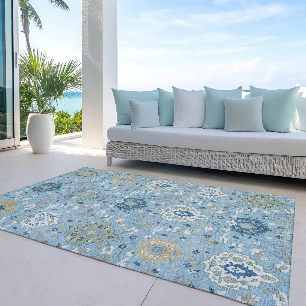 LOOMLAN Rugs Ilyara Blue Washable Indoor-Outdoor Rug