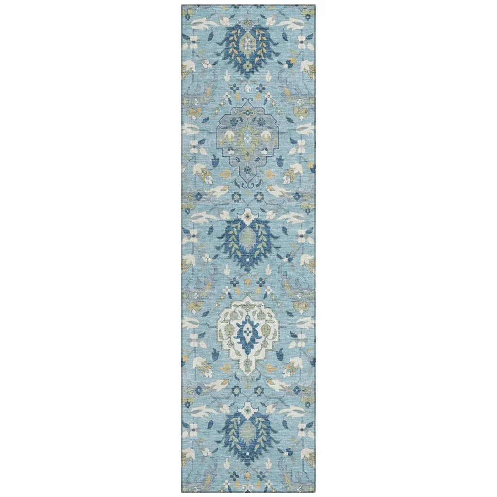 LOOMLAN Rugs Ilyara Blue Washable Indoor-Outdoor Rug