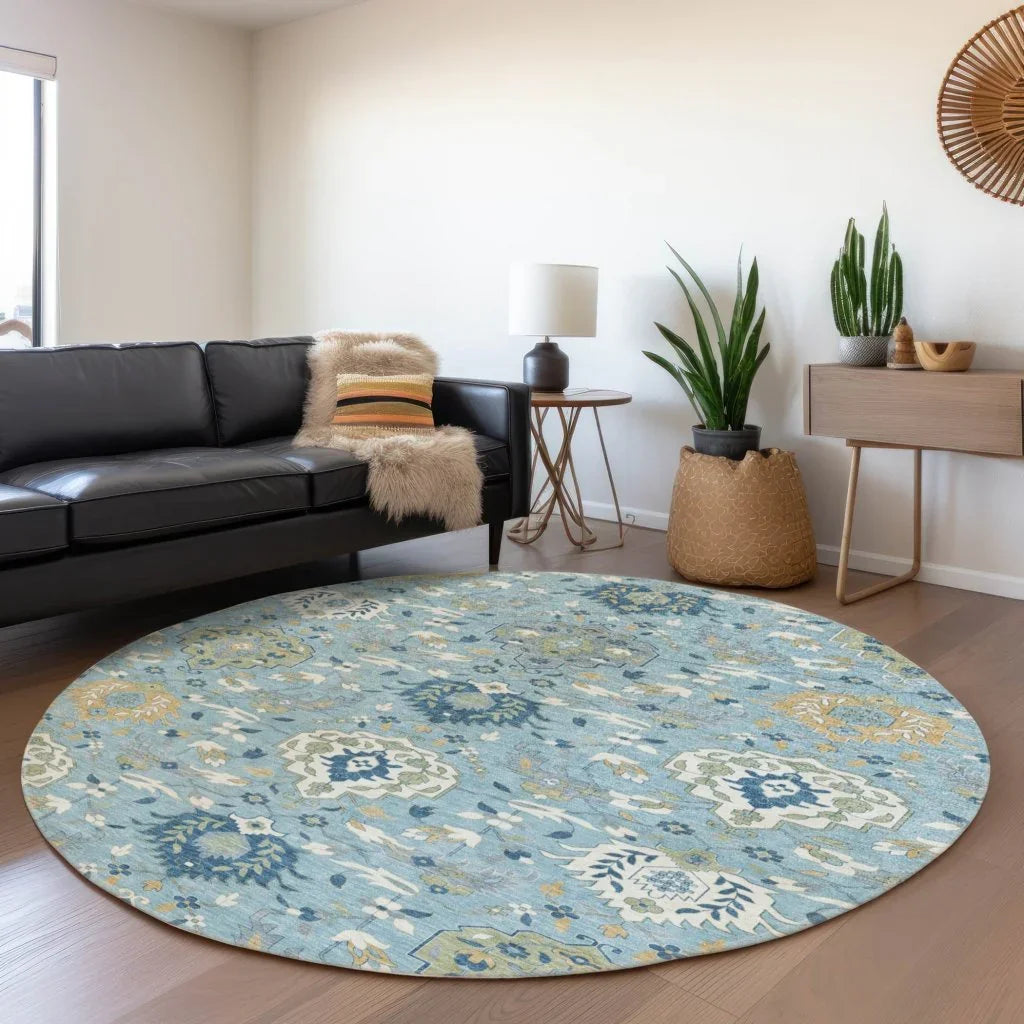 LOOMLAN Rugs Ilyara Blue Washable Indoor-Outdoor Rug