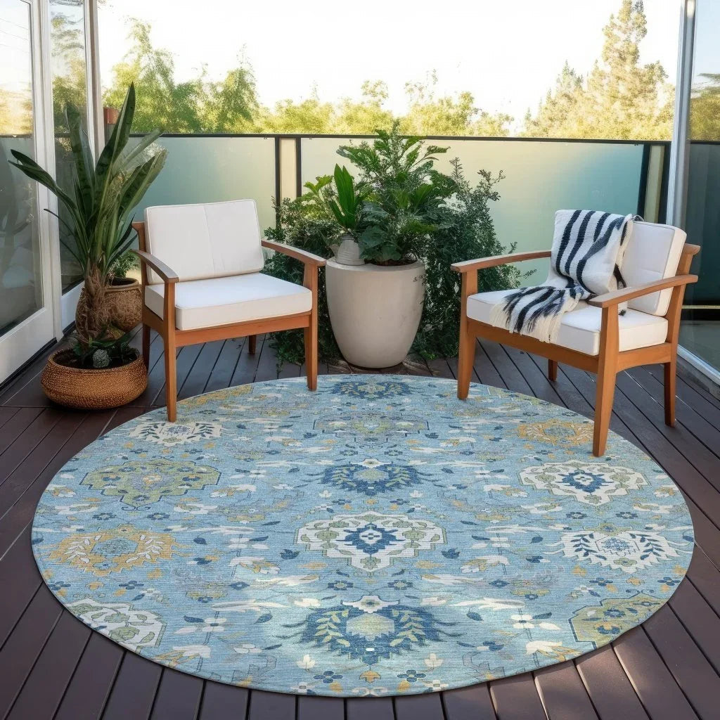 LOOMLAN Rugs Ilyara Blue Washable Indoor-Outdoor Rug