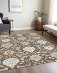 LOOMLAN Rugs Ilyara Brown Washable Indoor-Outdoor Rug