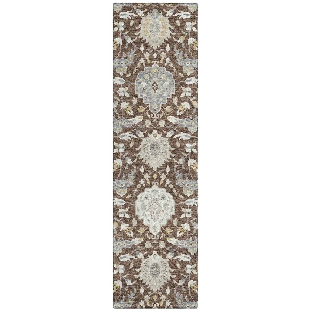 LOOMLAN Rugs Ilyara Brown Washable Indoor-Outdoor Rug