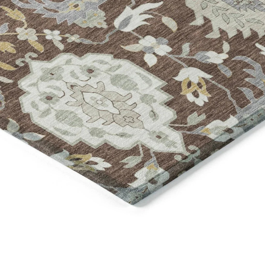 LOOMLAN Rugs Ilyara Brown Washable Indoor-Outdoor Rug