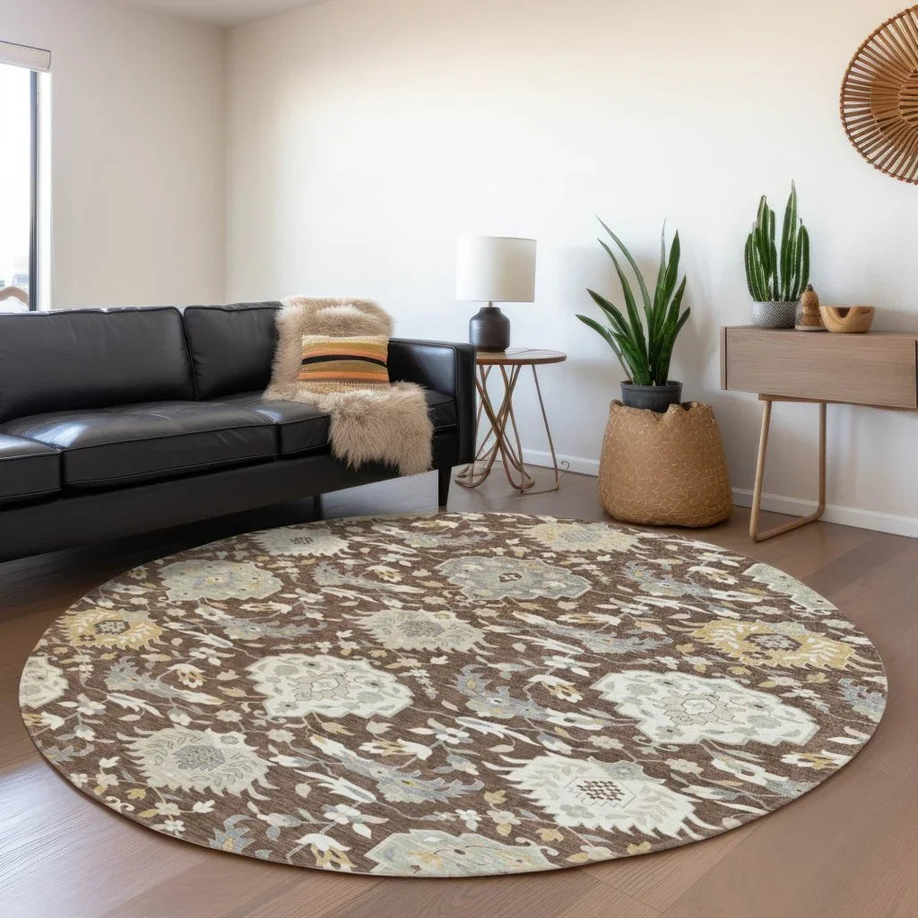LOOMLAN Rugs Ilyara Brown Washable Indoor-Outdoor Rug
