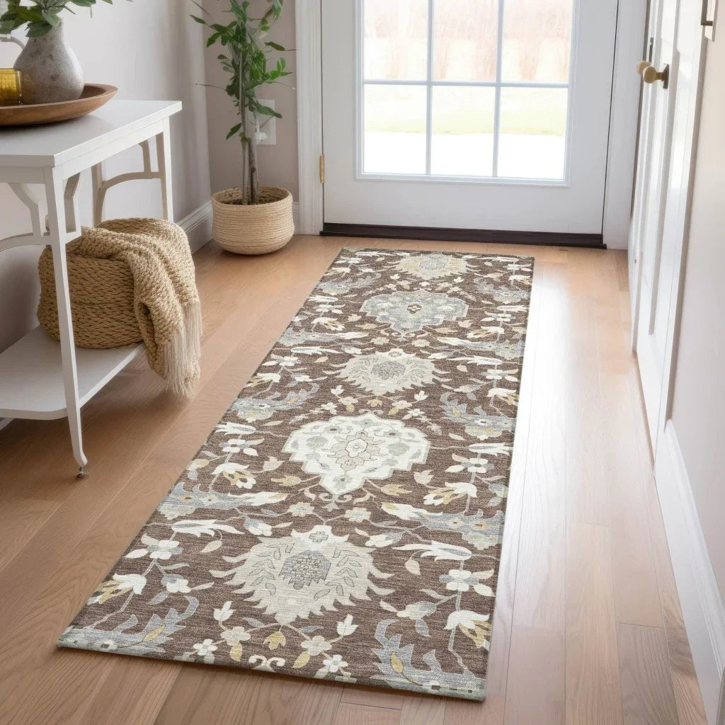 LOOMLAN Rugs Ilyara Brown Washable Indoor-Outdoor Rug