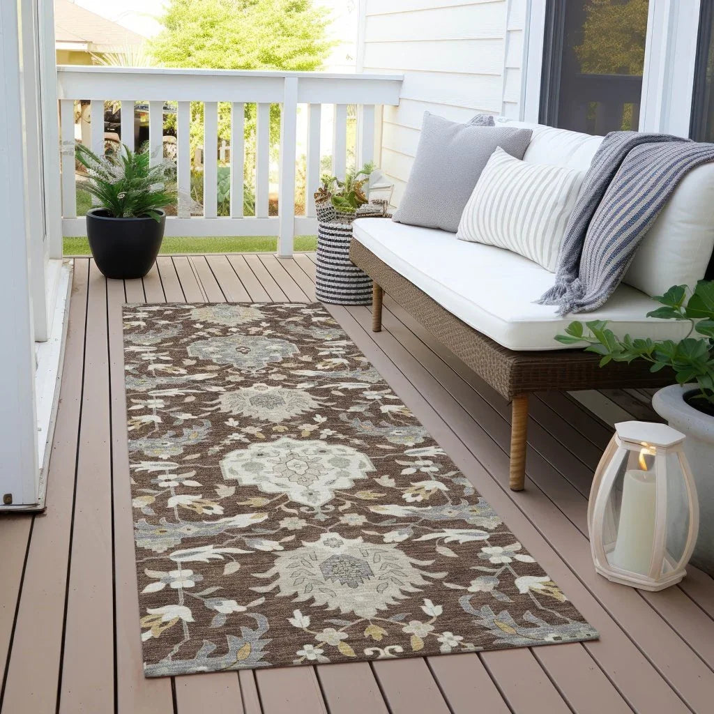LOOMLAN Rugs Ilyara Brown Washable Indoor-Outdoor Rug