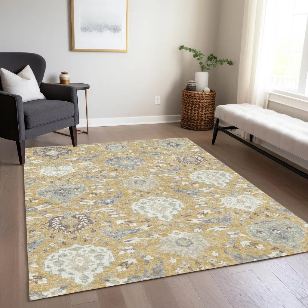 LOOMLAN Rugs Ilyara Gold Washable Indoor-Outdoor Rug