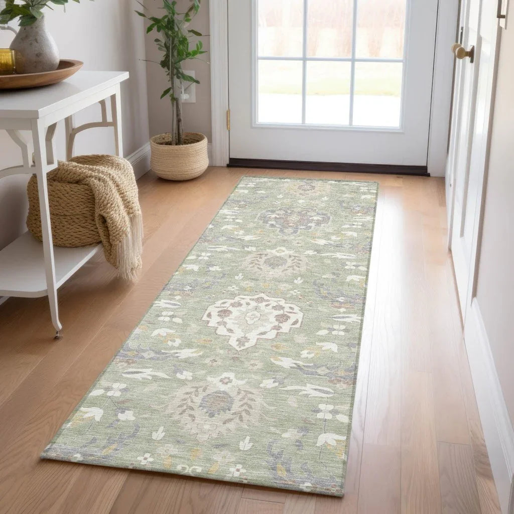 LOOMLAN Rugs Ilyara Green Washable Indoor-Outdoor Rug