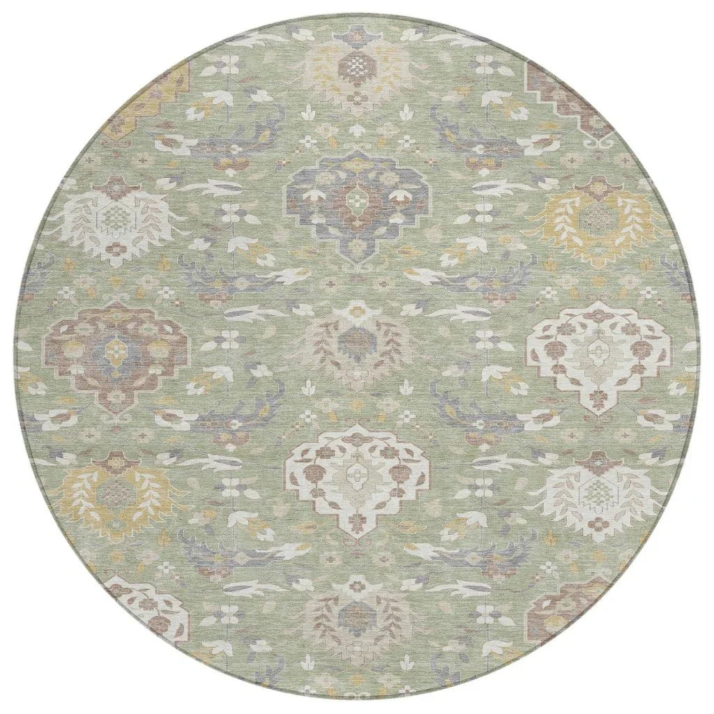 LOOMLAN Rugs Ilyara Green Washable Indoor-Outdoor Rug