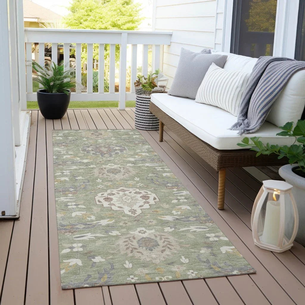 LOOMLAN Rugs Ilyara Green Washable Indoor-Outdoor Rug