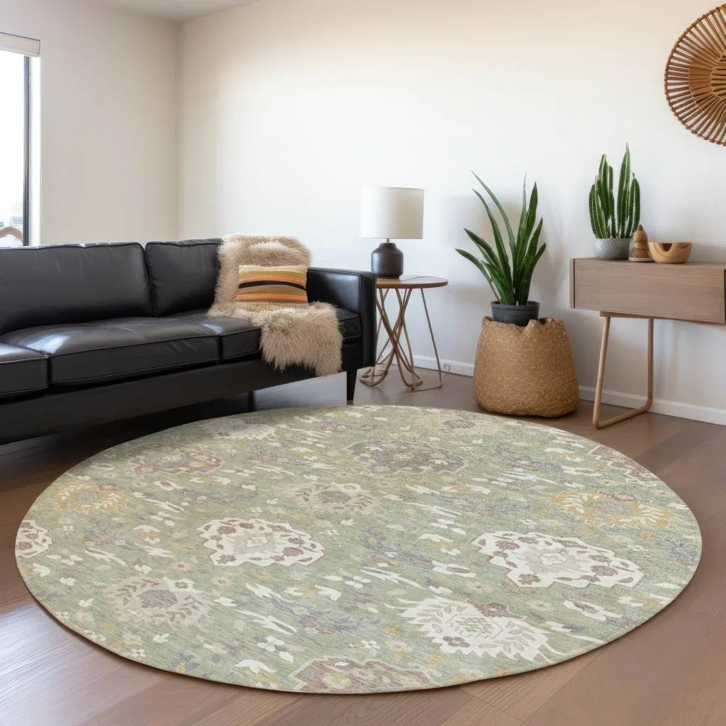 LOOMLAN Rugs Ilyara Green Washable Indoor-Outdoor Rug