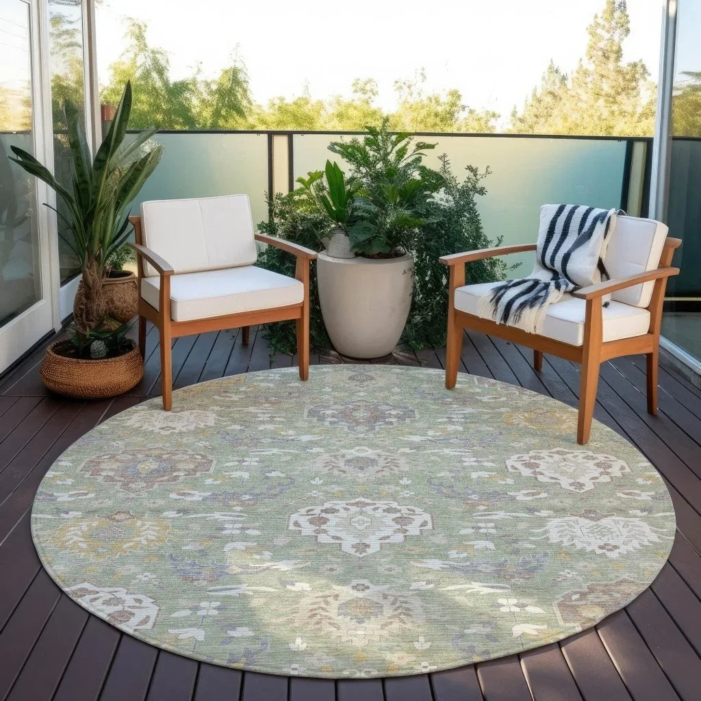 LOOMLAN Rugs Ilyara Green Washable Indoor-Outdoor Rug