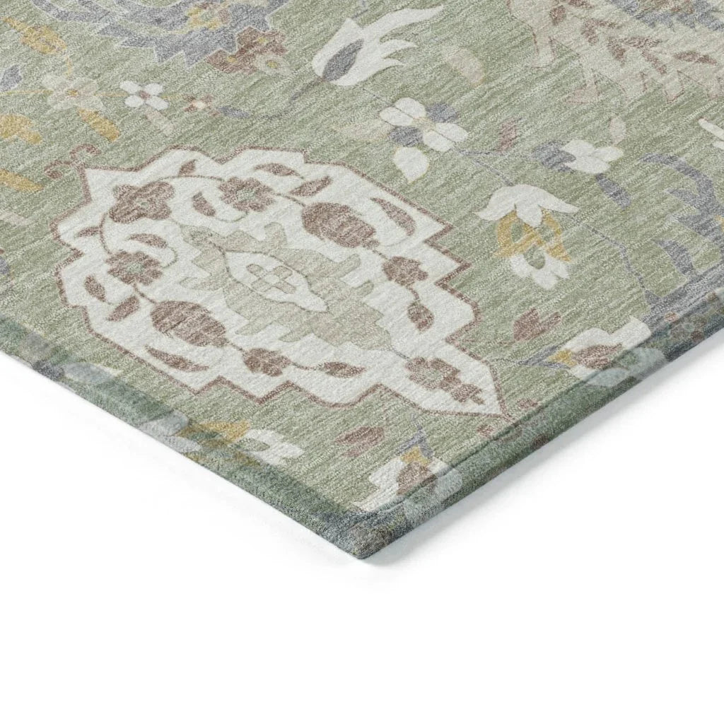 LOOMLAN Rugs Ilyara Green Washable Indoor-Outdoor Rug
