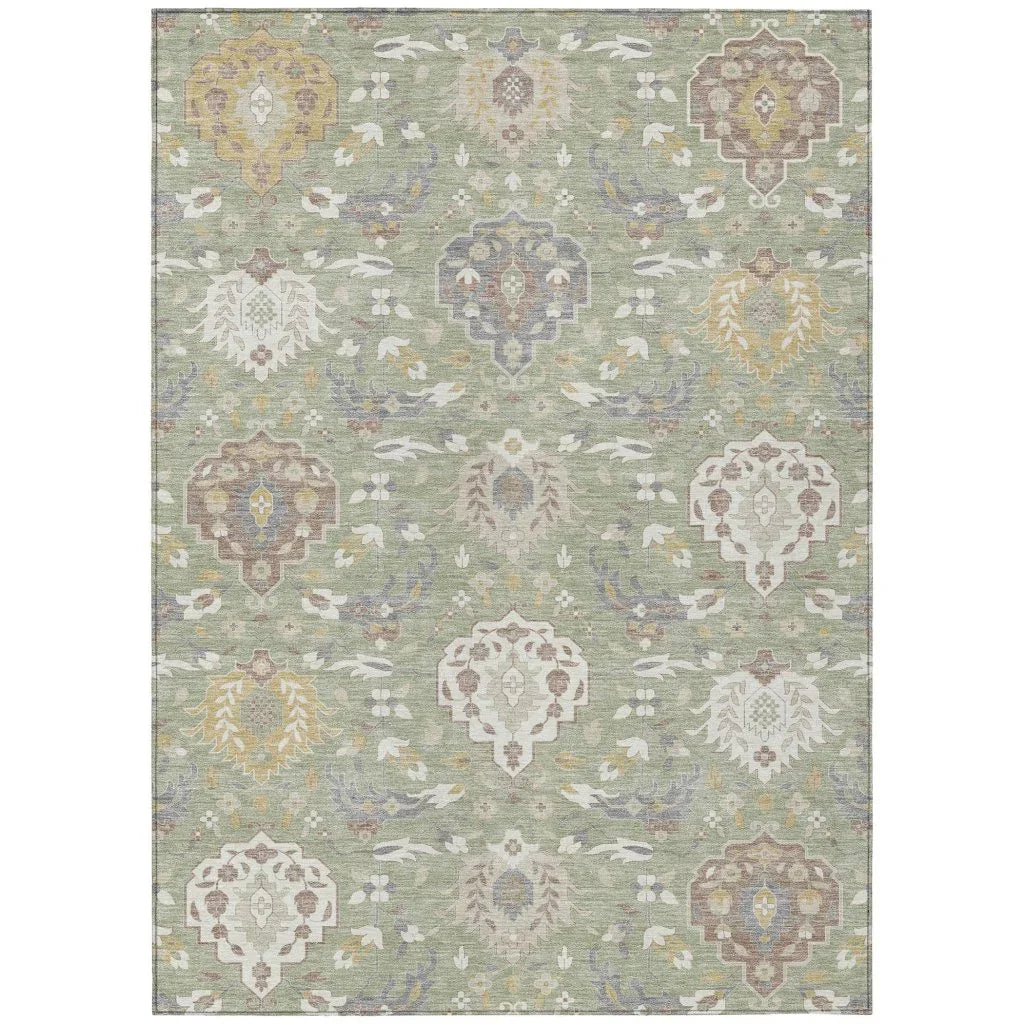 LOOMLAN Rugs Ilyara Green Washable Indoor-Outdoor Rug