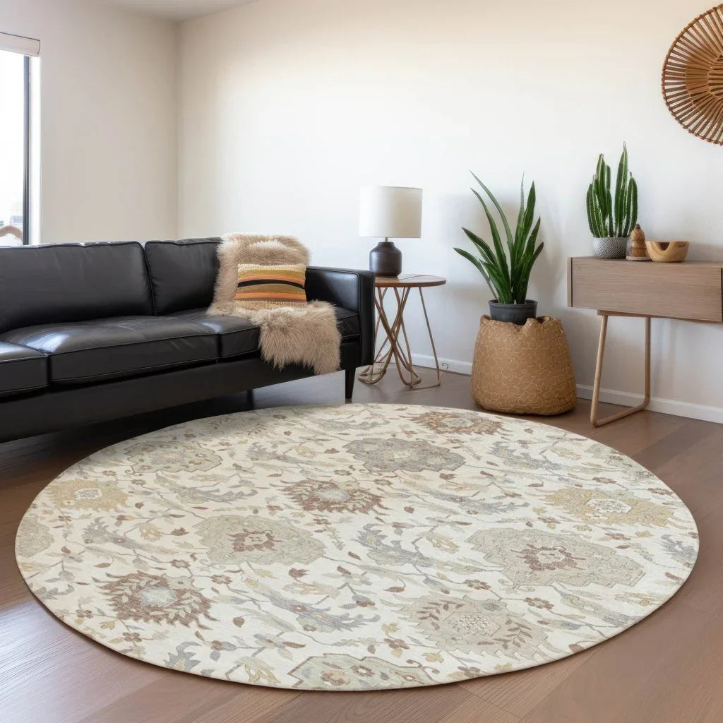 LOOMLAN Rugs Ilyara Ivory Washable Indoor-Outdoor Rug