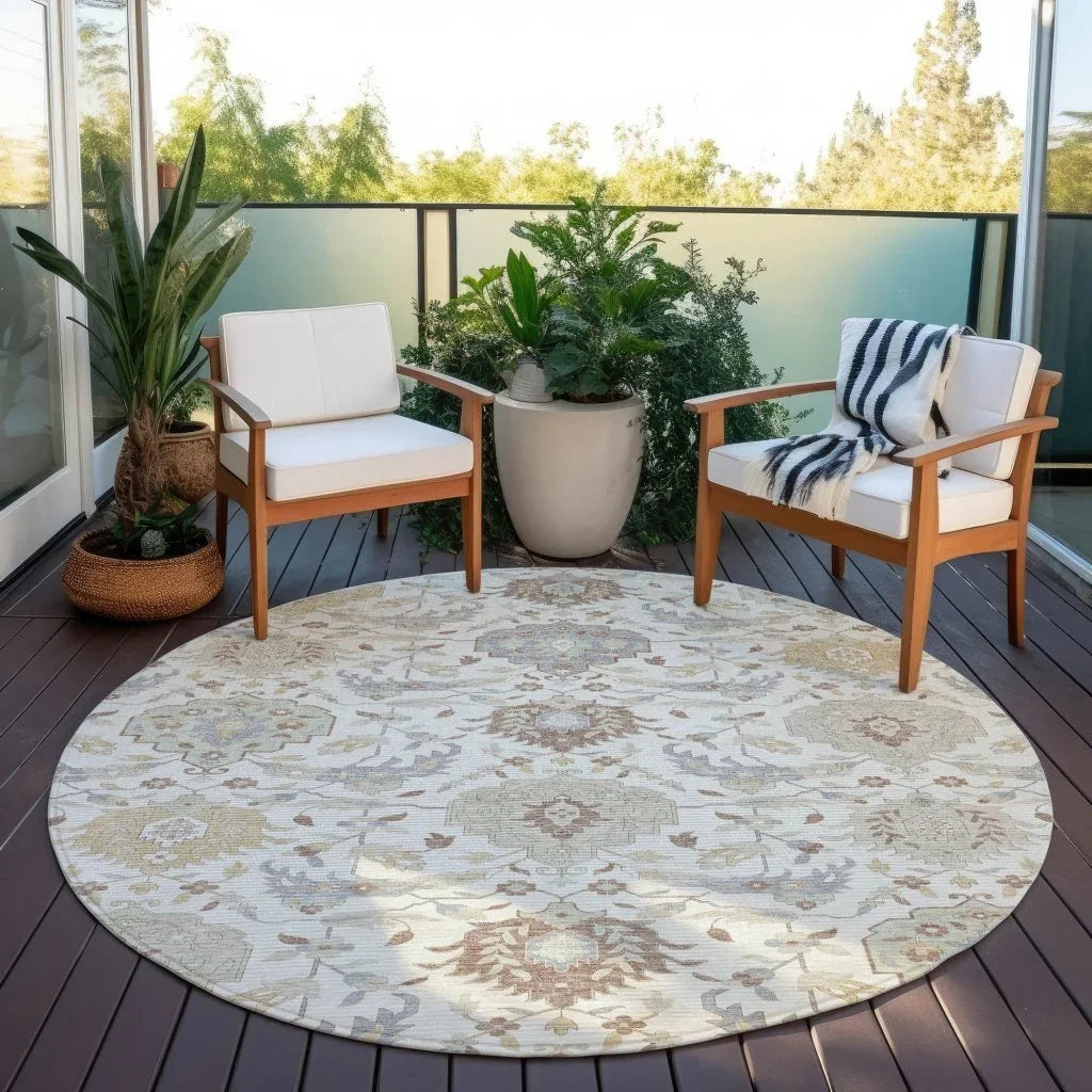 LOOMLAN Rugs Ilyara Ivory Washable Indoor-Outdoor Rug