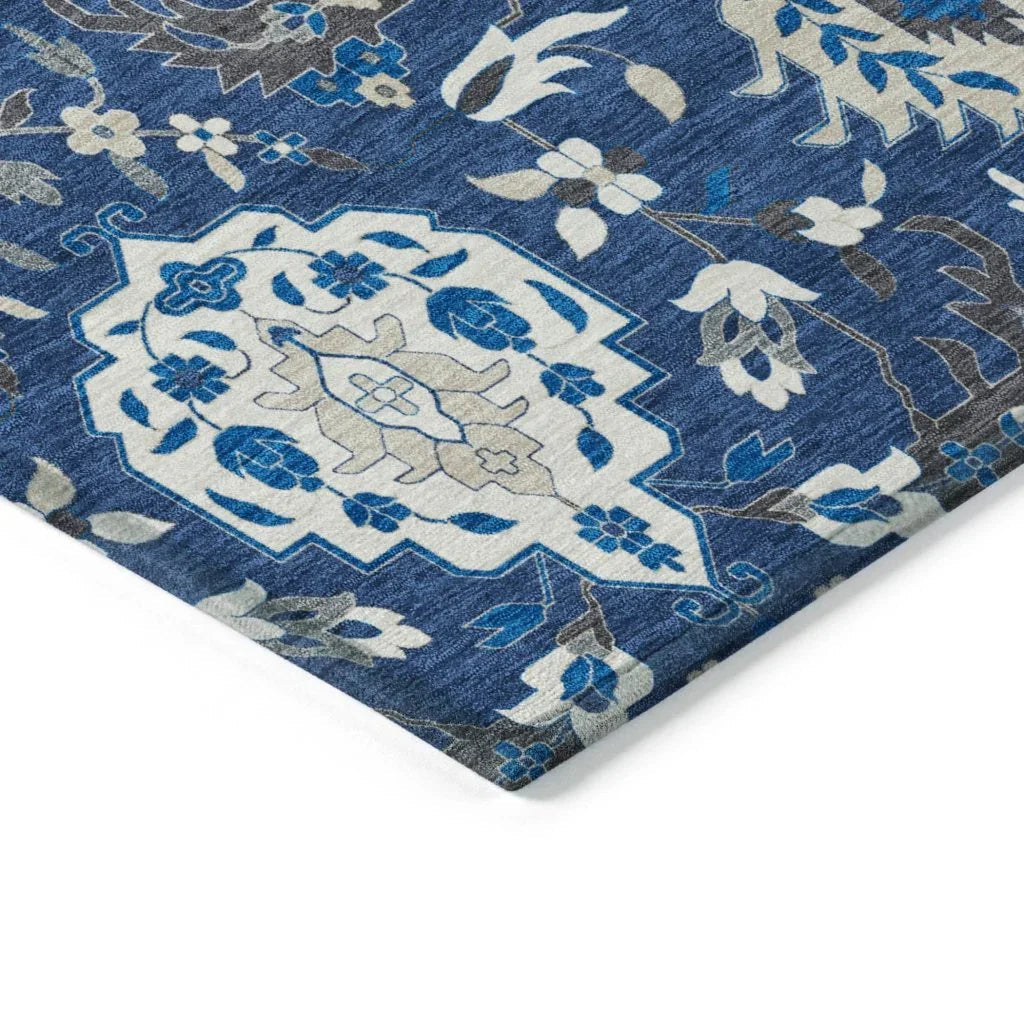 LOOMLAN Rugs Ilyara Navy Washable Indoor-Outdoor Rug
