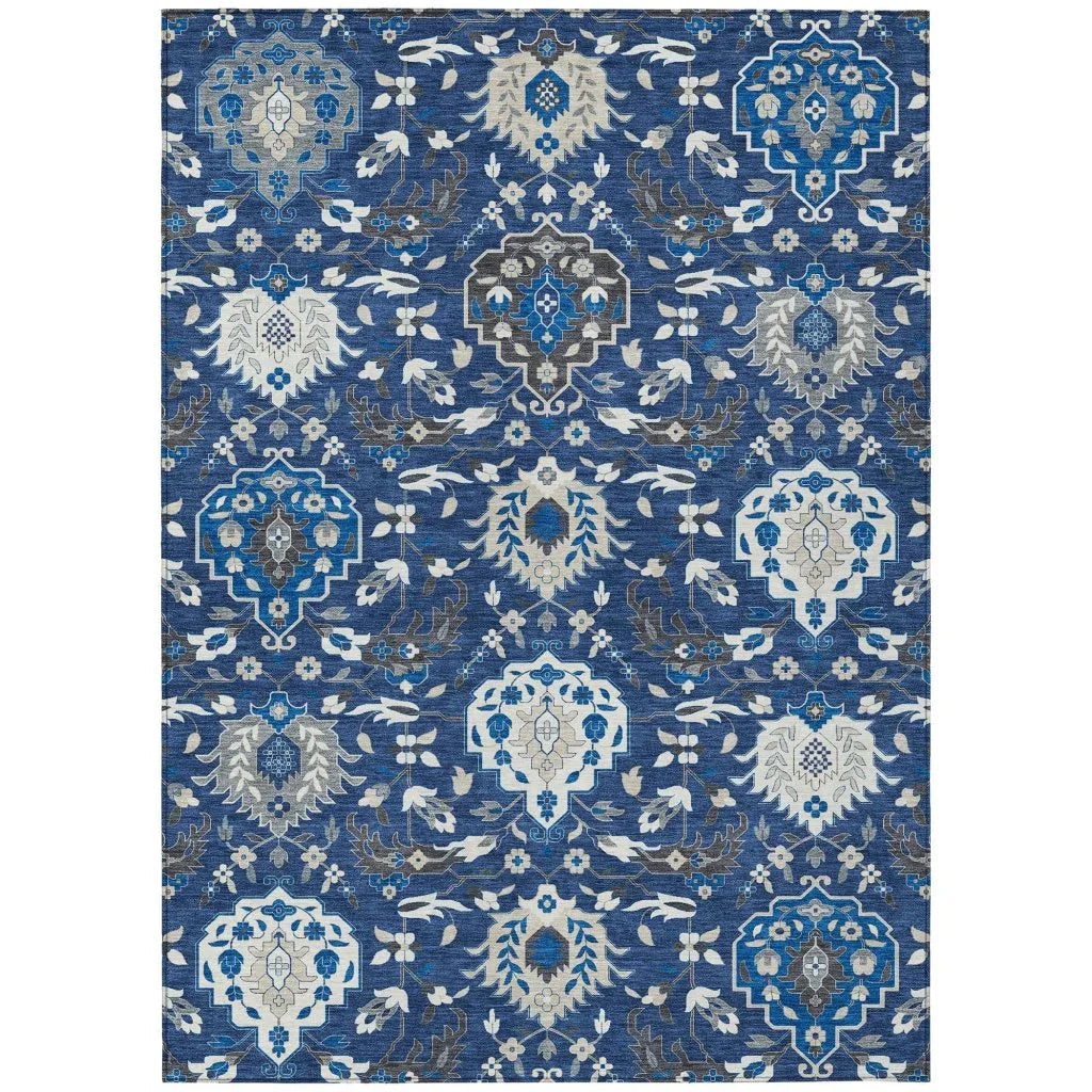LOOMLAN Rugs Ilyara Navy Washable Indoor-Outdoor Rug