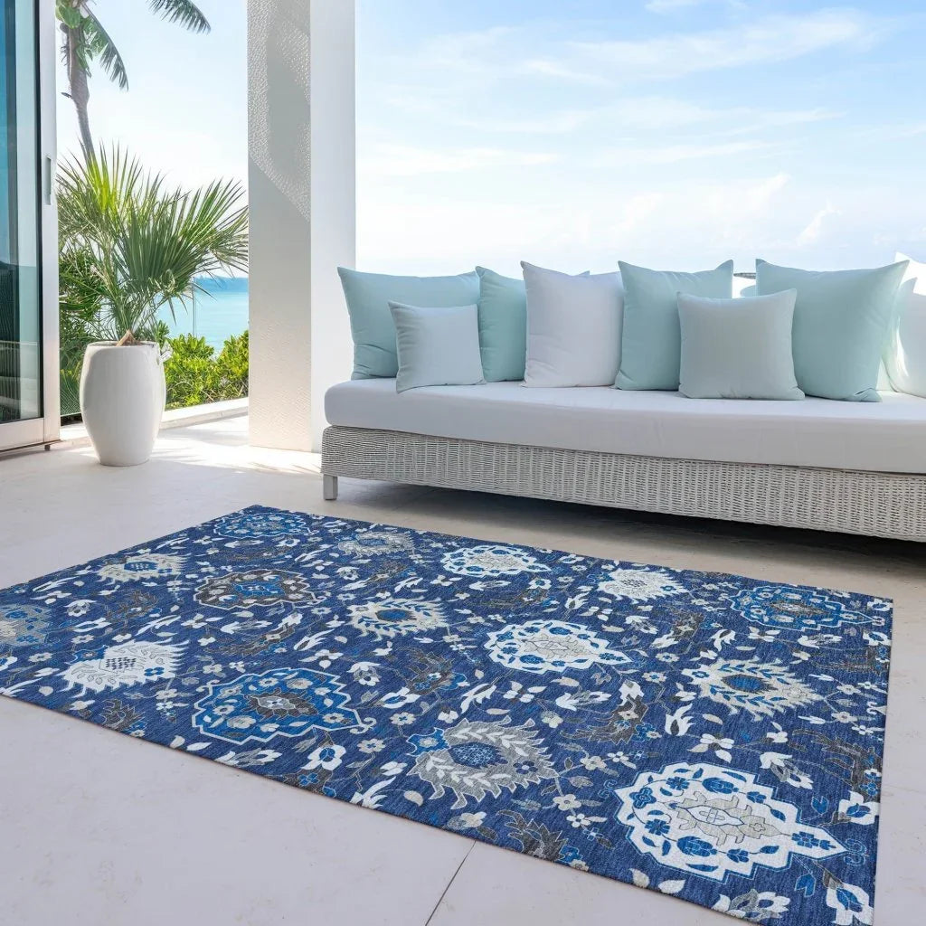 LOOMLAN Rugs Ilyara Navy Washable Indoor-Outdoor Rug