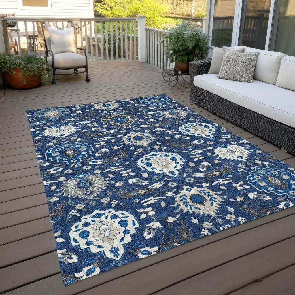 LOOMLAN Rugs Ilyara Navy Washable Indoor-Outdoor Rug