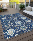 LOOMLAN Rugs Ilyara Navy Washable Indoor-Outdoor Rug