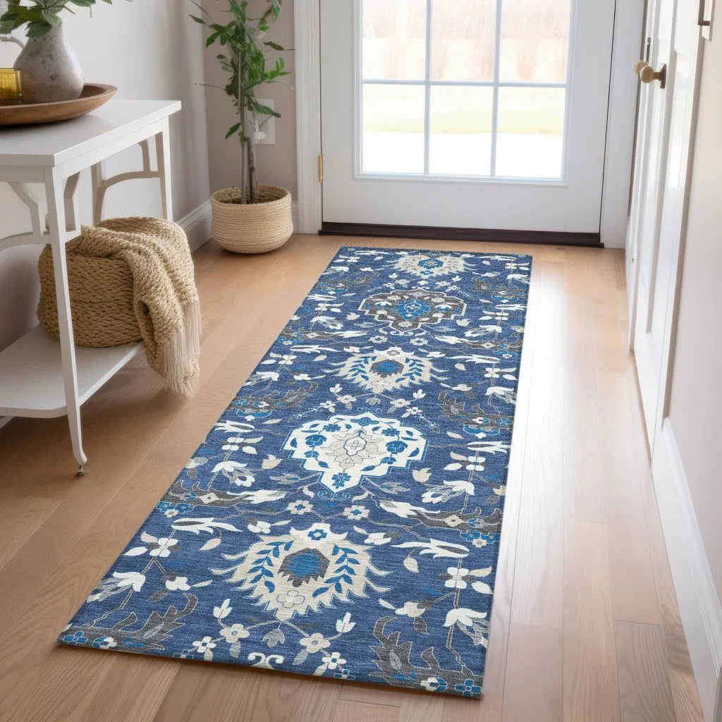 LOOMLAN Rugs Ilyara Navy Washable Indoor-Outdoor Rug