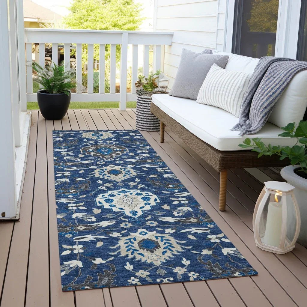 LOOMLAN Rugs Ilyara Navy Washable Indoor-Outdoor Rug