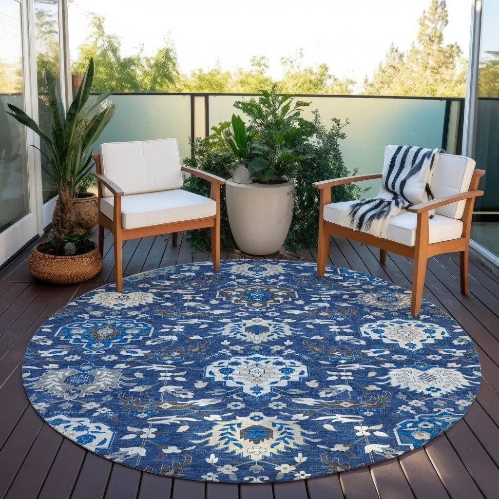 LOOMLAN Rugs Ilyara Navy Washable Indoor-Outdoor Rug