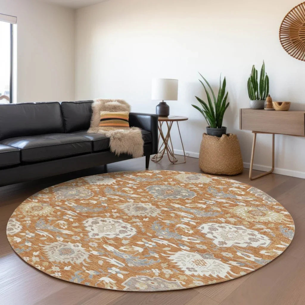 LOOMLAN Rugs Ilyara Orange Washable Indoor-Outdoor Rug