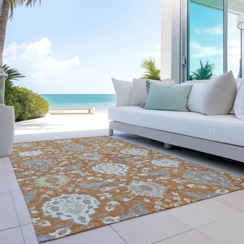 LOOMLAN Rugs Ilyara Orange Washable Indoor-Outdoor Rug