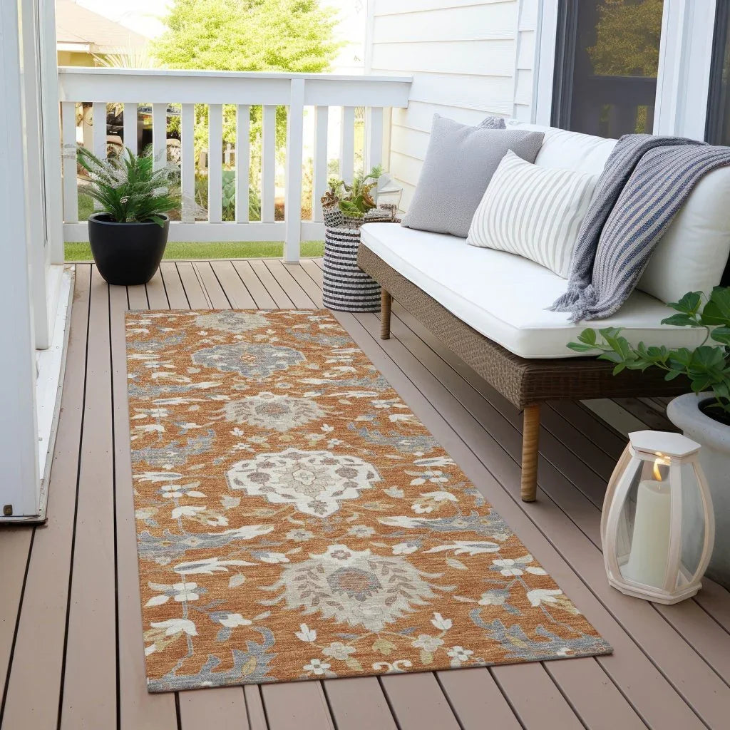 LOOMLAN Rugs Ilyara Orange Washable Indoor-Outdoor Rug