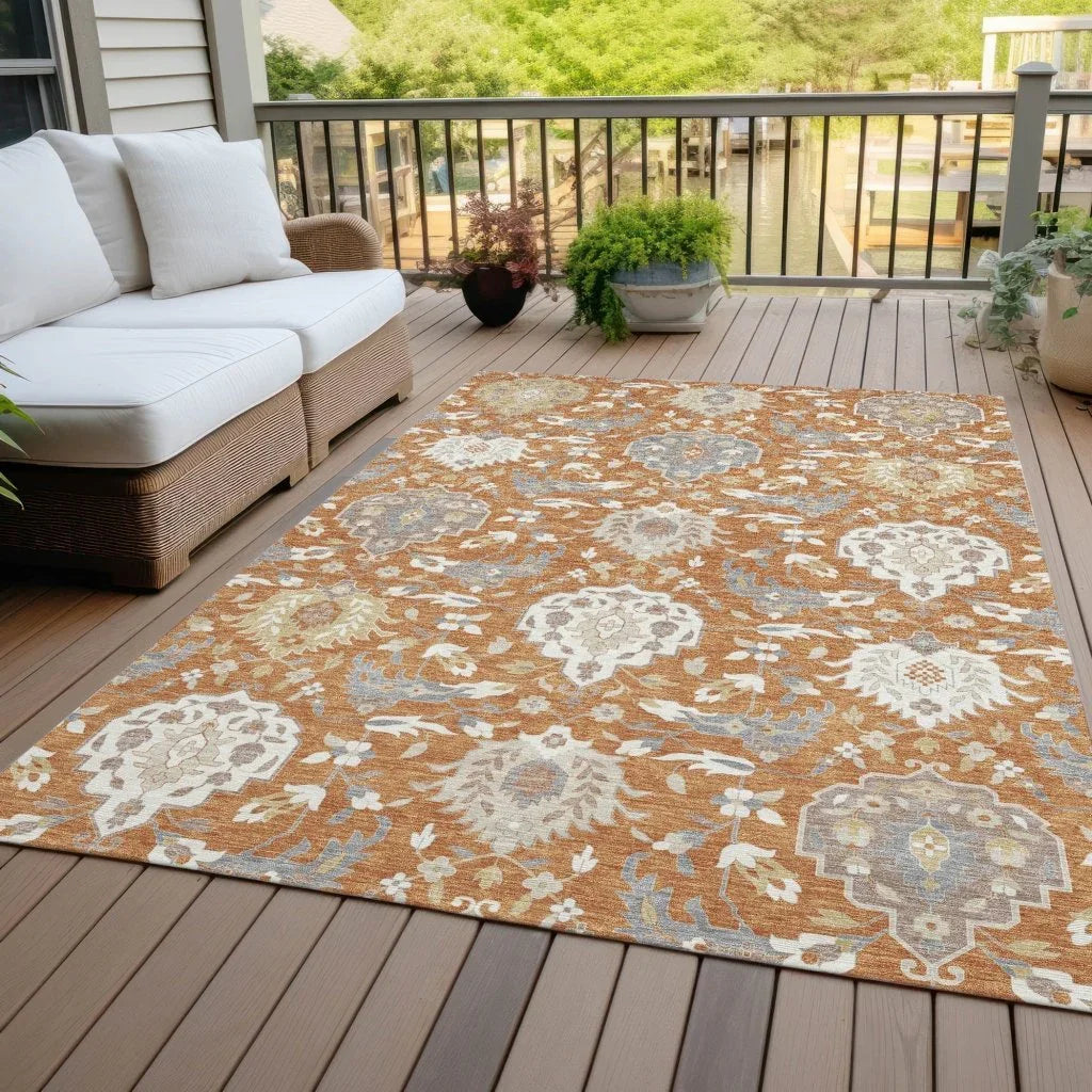 LOOMLAN Rugs Ilyara Orange Washable Indoor-Outdoor Rug