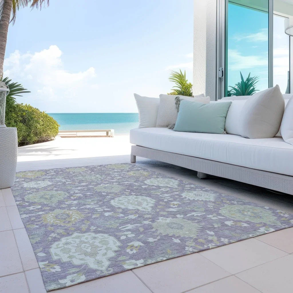 LOOMLAN Rugs Ilyara Purple Washable Indoor-Outdoor Rug