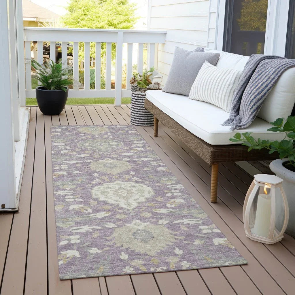 LOOMLAN Rugs Ilyara Purple Washable Indoor-Outdoor Rug