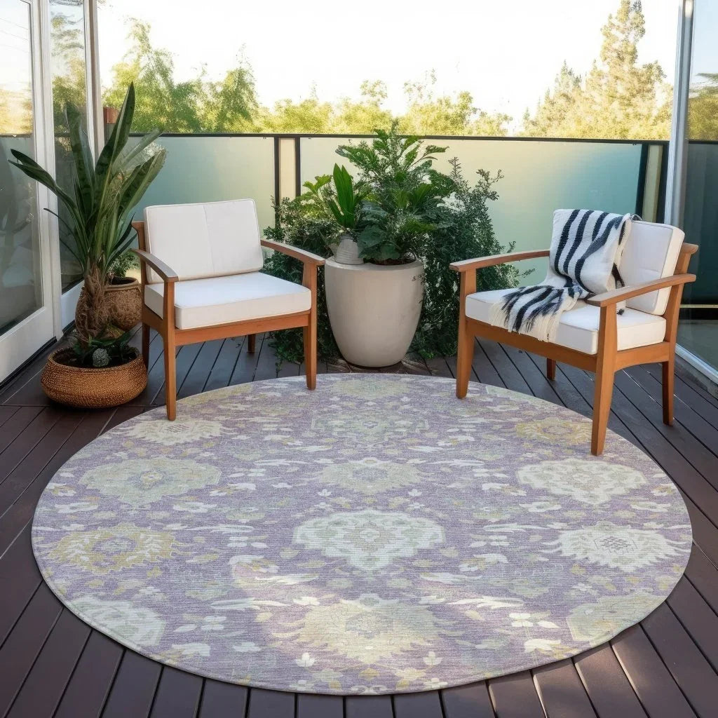 LOOMLAN Rugs Ilyara Purple Washable Indoor-Outdoor Rug