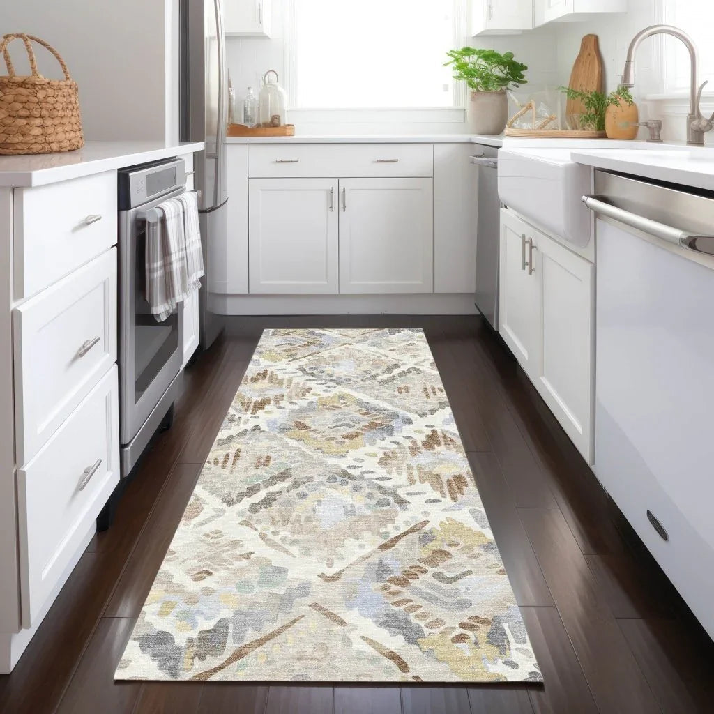 LOOMLAN Rugs Ilyone Ivory Washable Indoor-Outdoor Rug