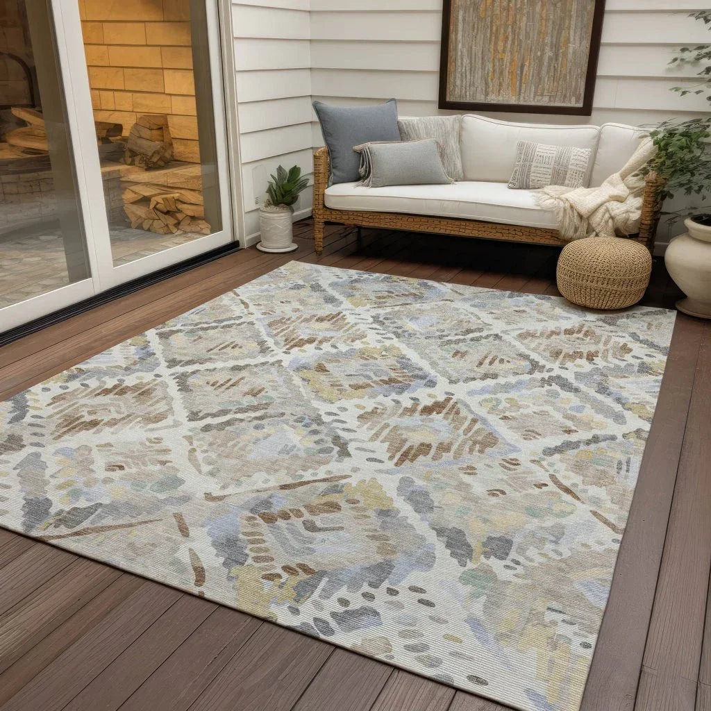 LOOMLAN Rugs Ilyone Ivory Washable Indoor-Outdoor Rug