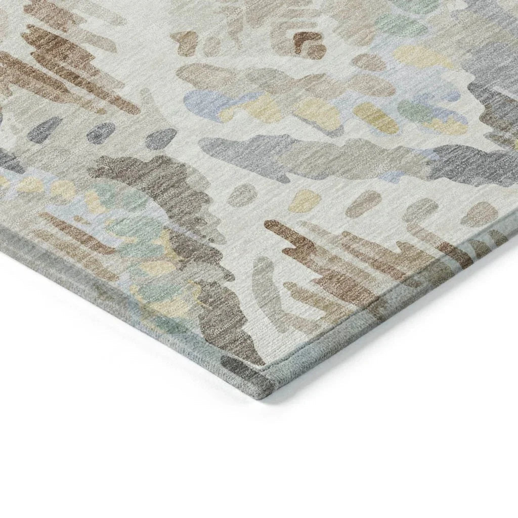 LOOMLAN Rugs Ilyone Ivory Washable Indoor-Outdoor Rug