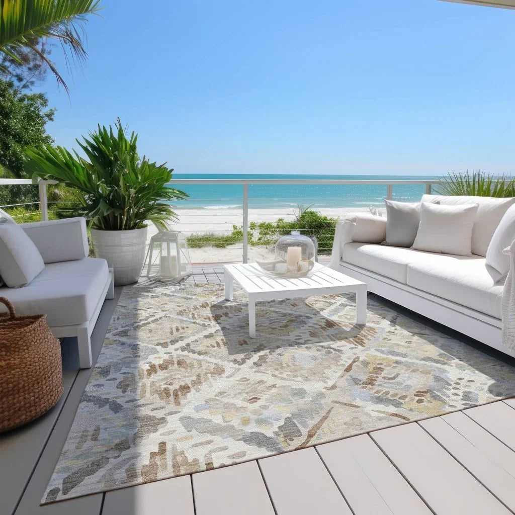 LOOMLAN Rugs Ilyone Ivory Washable Indoor-Outdoor Rug